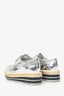 Prada Silver Metallic Leather Platform Oxford Shoes Size 36.5