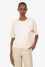 Louis Vuitton White Wool Sequin Monogram Short Sleeve Sweater Size M