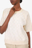 Louis Vuitton White Wool Sequin Monogram Short Sleeve Sweater Size M