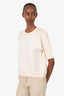 Louis Vuitton White Wool Sequin Monogram Short Sleeve Sweater Size M