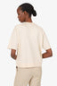 Louis Vuitton White Wool Sequin Monogram Short Sleeve Sweater Size M