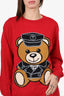 Moschino Red Teddy Bear Knit Sweater Size XS