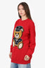 Moschino Red Teddy Bear Knit Sweater Size XS