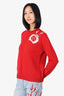 Miu Miu Red Wool Crystal Embellished Knit Sweater Size 44