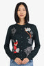 Dolce & Gabbana Black Cashmere/Silk Fox Crystal Embellished Cardigan Size 42
