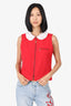 Louis Vuitton Red Sleeveless Zip-up Top With Detachable Collar Size 42