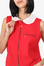 Louis Vuitton Red Sleeveless Zip-up Top With Detachable Collar Size 42
