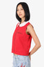 Louis Vuitton Red Sleeveless Zip-up Top With Detachable Collar Size 42