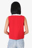 Louis Vuitton Red Sleeveless Zip-up Top With Detachable Collar Size 42