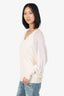 Escada Cream Wool Knit Sheer Sleeve Cardigan Size L