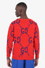 Gucci Red Blue GG Intarsia Knit Sweater Size XS