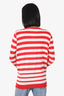 Louis Vuitton Red/White Striped Pearl Button Cardigan Size M
