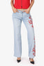 Versace Jeans Couture Blue/Red Beaded Corals Print Jeans Size 27