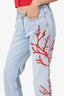Versace Jeans Couture Blue/Red Beaded Corals Print Jeans Size 27