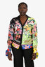Versace Black Multicolour Floral Silk Button Down Blouse Size 40