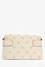 Gucci White Leather Pearl Studded Mini Broadway Bee Shoulder Bag with Web Strap