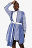 Sacai Blue Cotton Blend Multi Stipe Shirt Dress Size 3