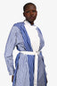 Sacai Blue Cotton Blend Multi Stipe Shirt Dress Size 3