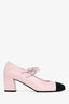 Pre-Loved Chanel™ Light Pink Black Cap Toe Mary Jane Heels Size 38