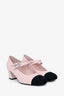 Pre-Loved Chanel™ Light Pink Black Cap Toe Mary Jane Heels Size 38