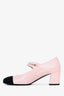 Pre-Loved Chanel™ Light Pink Black Cap Toe Mary Jane Heels Size 38