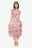 Intermix Pink Silk Floral Print Ruffle Dress Size 4