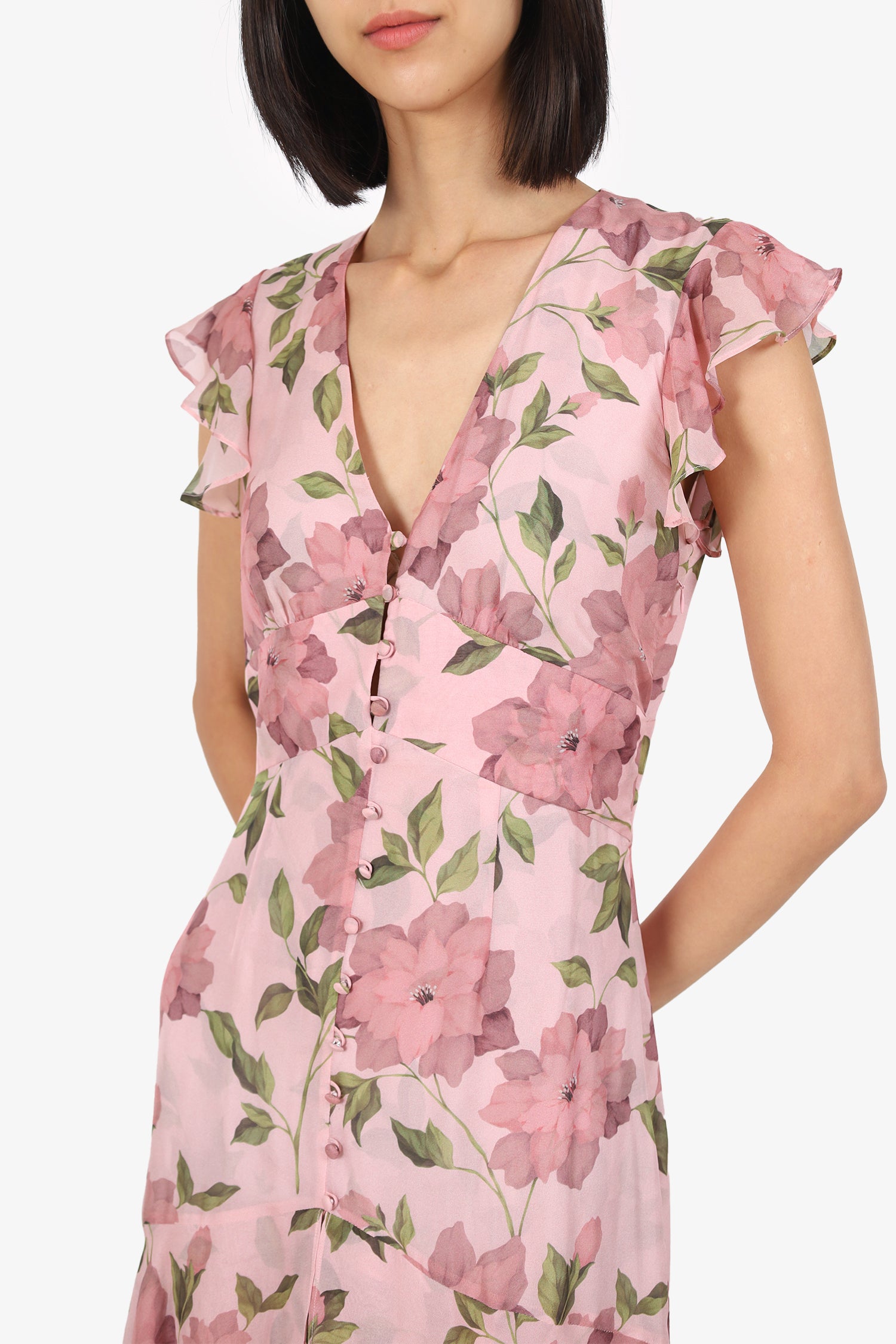 intermix pink dress Silk Midi Wrap Dress
