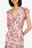 Intermix Pink Silk Floral Print Ruffle Dress Size 4