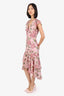 Intermix Pink Silk Floral Print Ruffle Dress Size 4