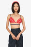 Gucci Red Silk Horese-bit Print Bralette Size 48
