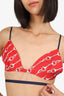 Gucci Red Silk Horese-bit Print Bralette Size 48