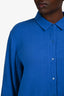 Eileen Fisher Blue Organic Cotton Button Down Shirt Size L