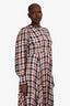 Doen Blue/Red Plaid Button Front Maxi Dress Size L