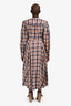Doen Blue/Red Plaid Button Front Maxi Dress Size L