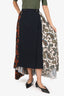 Rokh Black/Multicolour Paisley Print Pleated Midi Skirt Size 10