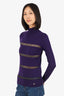 Versace Collection Purple Wool Chain Detail Knit Sweater Size 40