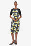 Proenza Schouler Black/Multicolour Floral Print Twisted Midi Dress Size 6