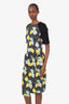 Proenza Schouler Black/Multicolour Floral Print Twisted Midi Dress Size 6