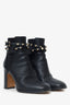 Valentino Black Leather Rockstud Ankle Boots Size 35