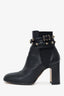 Valentino Black Leather Rockstud Ankle Boots Size 35