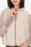Brunello Cucinelli White/Grey Cashmere Shearling Reversible Hooded Vest Size 10