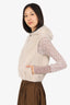 Brunello Cucinelli White/Grey Cashmere Shearling Reversible Hooded Vest Size 10