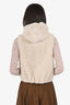 Brunello Cucinelli White/Grey Cashmere Shearling Reversible Hooded Vest Size 10