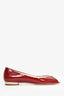 Pre-Loved Chanel™ Red Patent Leather Peep Toe Flats Size 36