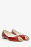 Pre-Loved Chanel™ Red Patent Leather Peep Toe Flats Size 36