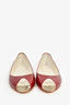 Pre-Loved Chanel™ Red Patent Leather Peep Toe Flats Size 36