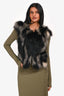 Twelfth Street by Cynthia Vincent Grey/Black Faux Fur Vest Size S