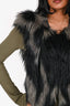 Twelfth Street by Cynthia Vincent Grey/Black Faux Fur Vest Size S