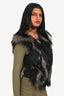Twelfth Street by Cynthia Vincent Grey/Black Faux Fur Vest Size S