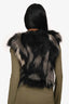 Twelfth Street by Cynthia Vincent Grey/Black Faux Fur Vest Size S
